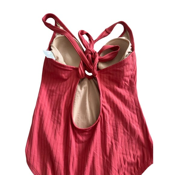 KONA SOL Coral Keyhole One Piece Bathing Suit Sz Large - Picture 6 of 7